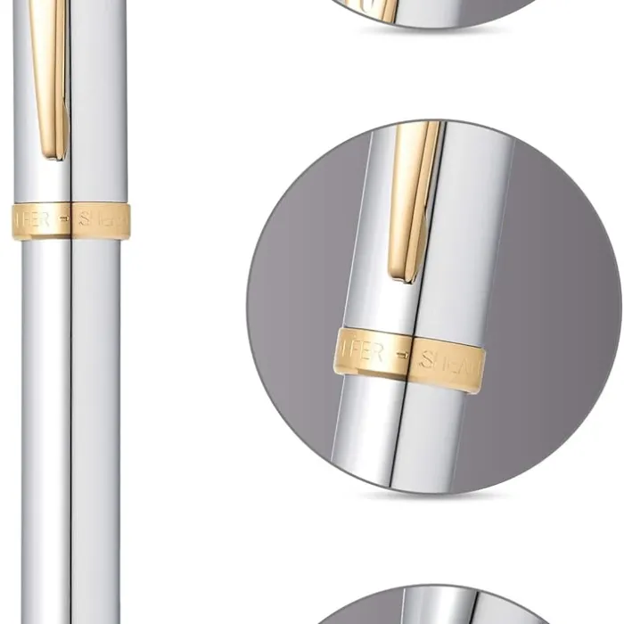 Caneta Sheaffer 100 – Cromada com Acabamento Dourado