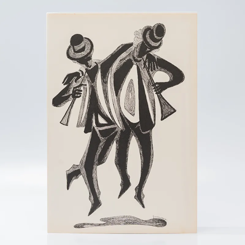 Gravura Clóvis Graciano nº 2 – Dois Músicos em Movimento