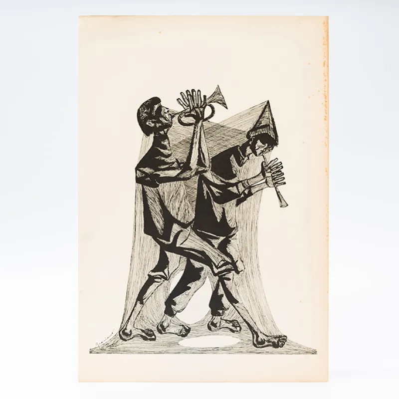 Gravura Clóvis Graciano nº 4 – Dois Músicos Caminhantes