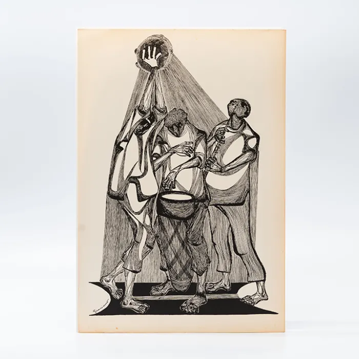 Gravura Clóvis Graciano nº 8 – Três Músicos Sob a Luz do Pandeiro