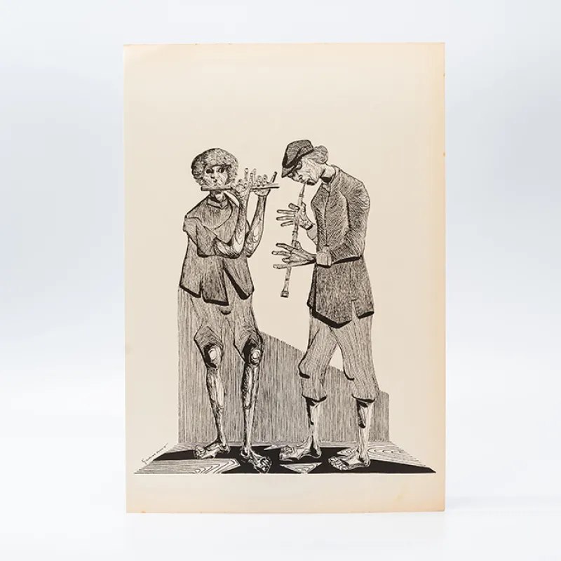 Gravura Clóvis Graciano nº 10 – Dois Músicos em Diálogo