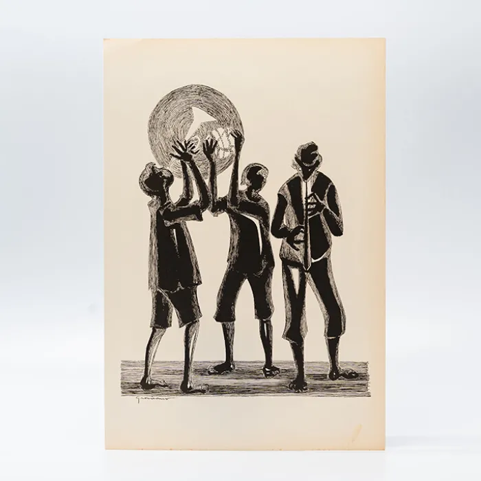 Gravura Clóvis Graciano nº 11 – Três Músicos ao Pôr do Sol