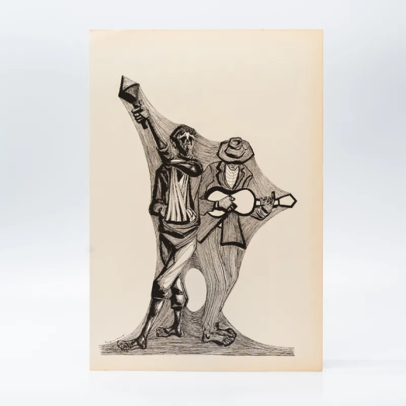 Gravura Clóvis Graciano nº 12 – Músico de Cordas e Chocalho