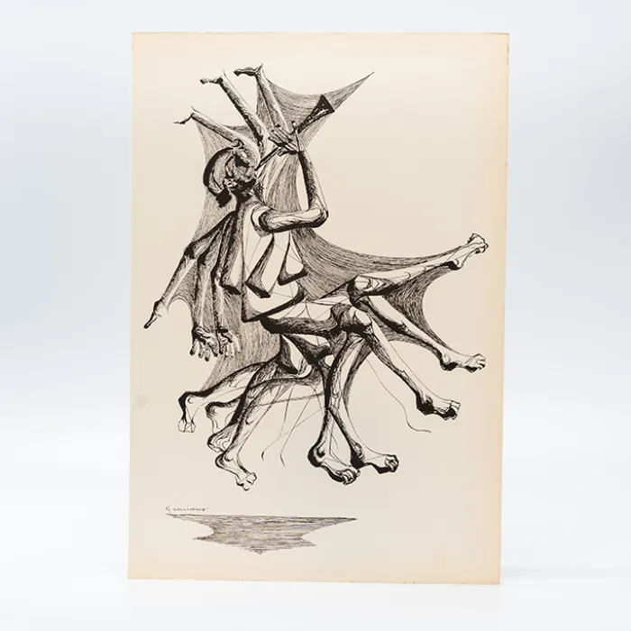 Gravura Clóvis Graciano nº 19 – Músico em Movimento com Instrumento de Sopro