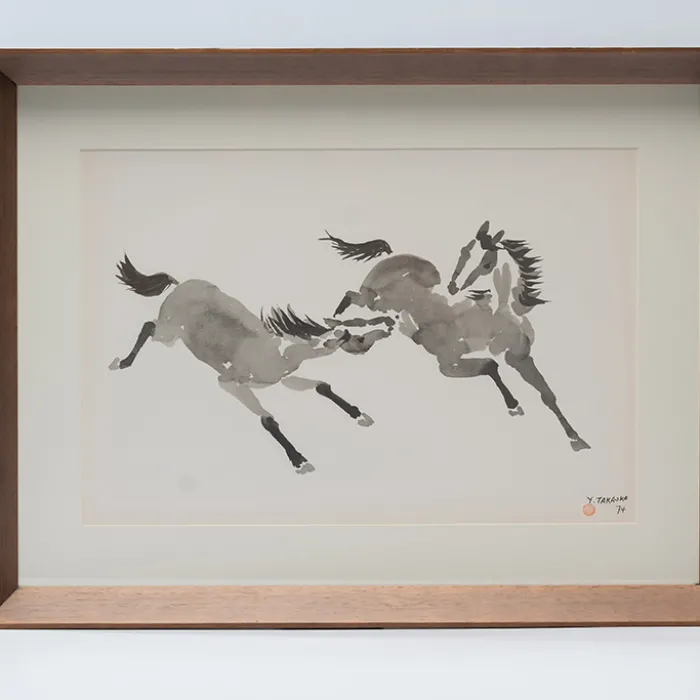 Gravura Yoshiya Takaoka — Cavalos nº 2 (Dois em confronto), 1974/75 — Coleção “Cavalos”, Editora Cultrix