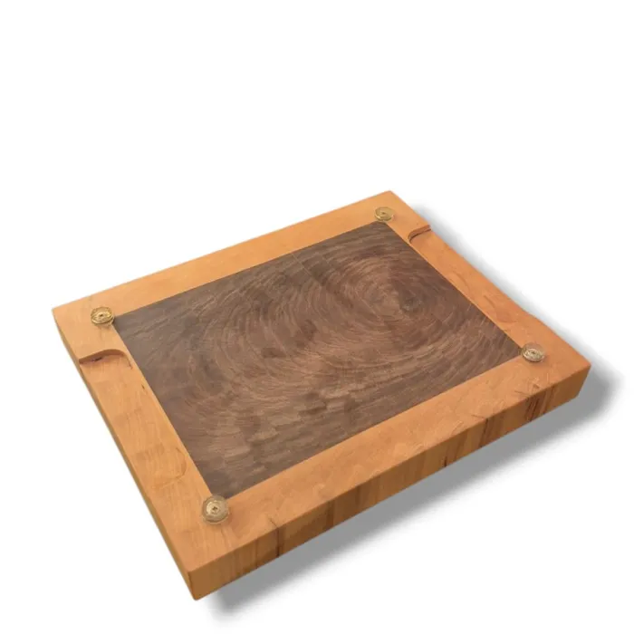 Tábua End Grain Marfim & Ipê-Roxo — Moldura Clássica (35 × 27,5 × 4 cm)